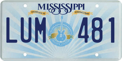 MS license plate LUM481