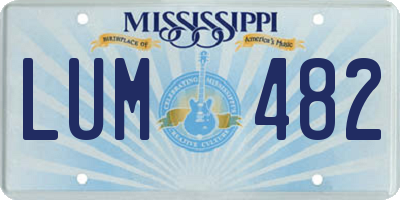 MS license plate LUM482