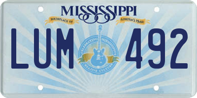 MS license plate LUM492