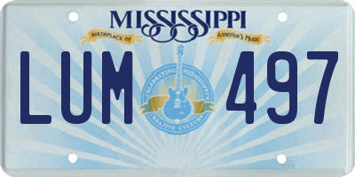 MS license plate LUM497