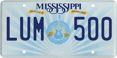 MS license plate LUM500