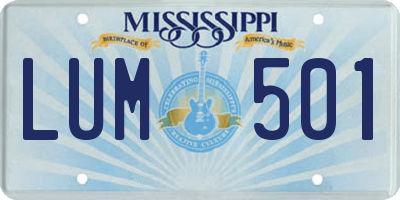 MS license plate LUM501