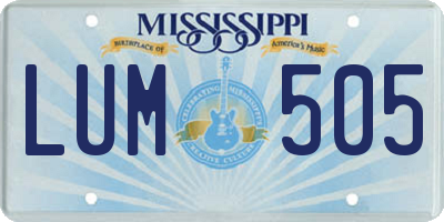 MS license plate LUM505