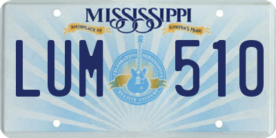 MS license plate LUM510