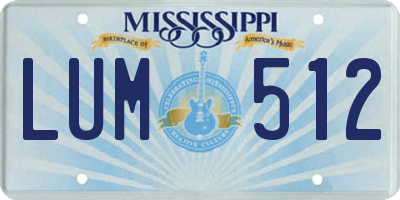 MS license plate LUM512