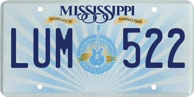 MS license plate LUM522