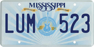 MS license plate LUM523