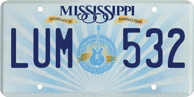 MS license plate LUM532