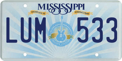 MS license plate LUM533