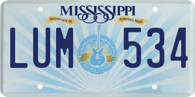 MS license plate LUM534