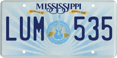 MS license plate LUM535