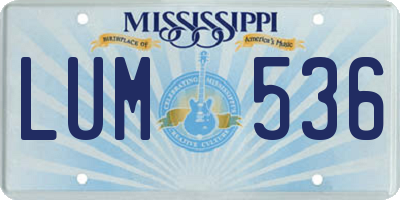 MS license plate LUM536