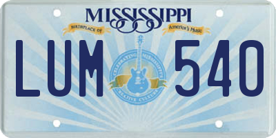 MS license plate LUM540