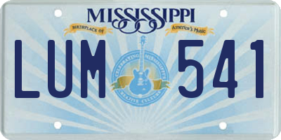MS license plate LUM541