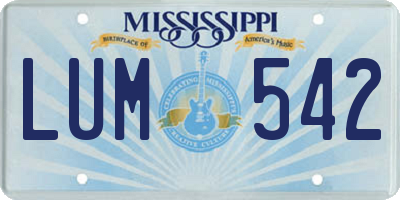 MS license plate LUM542