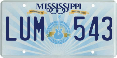 MS license plate LUM543