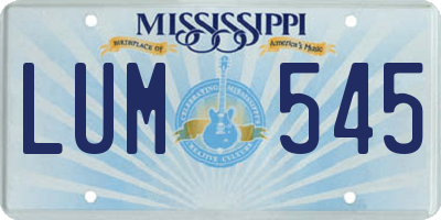 MS license plate LUM545