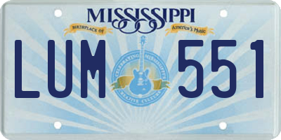 MS license plate LUM551