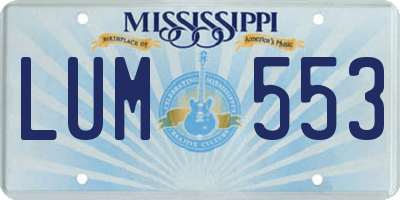 MS license plate LUM553