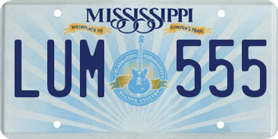 MS license plate LUM555