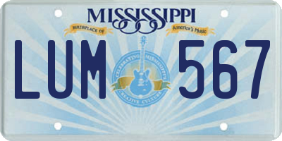 MS license plate LUM567