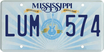 MS license plate LUM574