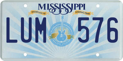 MS license plate LUM576