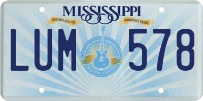 MS license plate LUM578