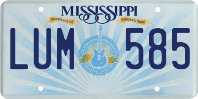 MS license plate LUM585