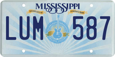 MS license plate LUM587