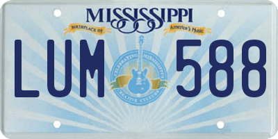 MS license plate LUM588