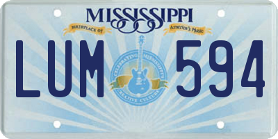 MS license plate LUM594