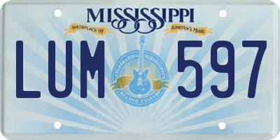 MS license plate LUM597