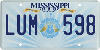 MS license plate LUM598