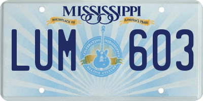 MS license plate LUM603