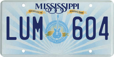 MS license plate LUM604