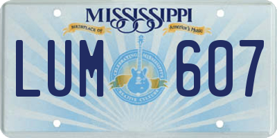 MS license plate LUM607