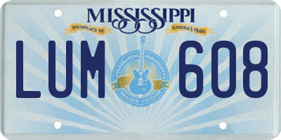MS license plate LUM608