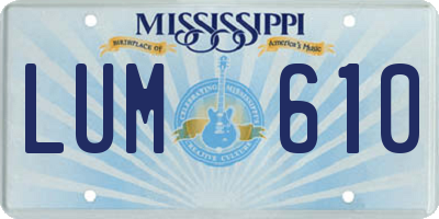 MS license plate LUM610