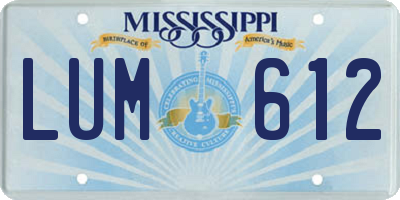 MS license plate LUM612