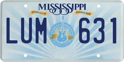 MS license plate LUM631