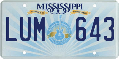 MS license plate LUM643