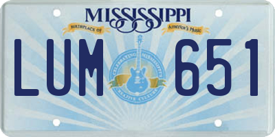 MS license plate LUM651