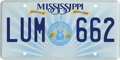 MS license plate LUM662