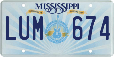 MS license plate LUM674