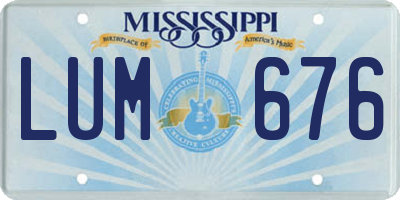MS license plate LUM676