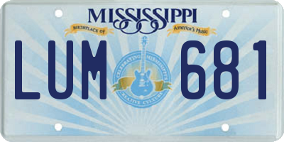 MS license plate LUM681