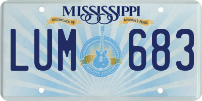 MS license plate LUM683