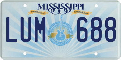 MS license plate LUM688