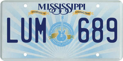 MS license plate LUM689